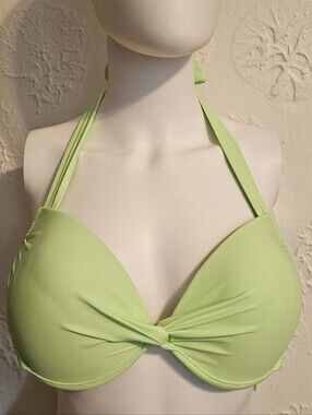 Salt + Cove Lime Green Twist Halter Bikini Top NWT